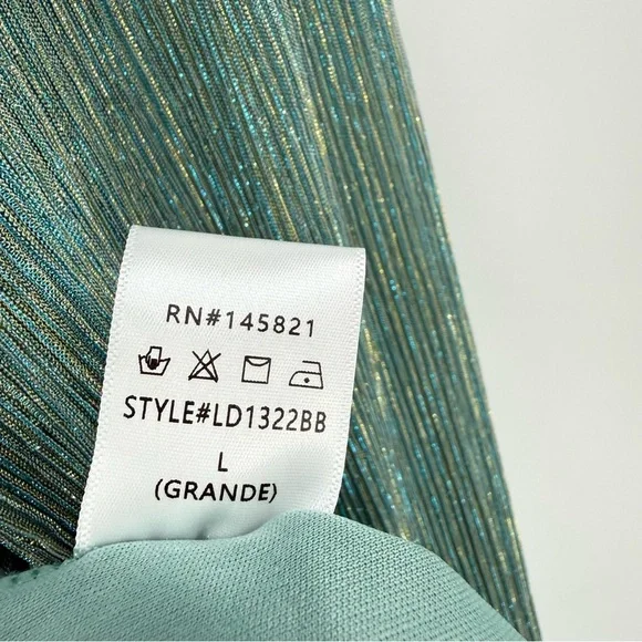 Baltic Born Devlyn Pleated Dress in Blue Sage Shimmer Size L - Picture 15 of 16